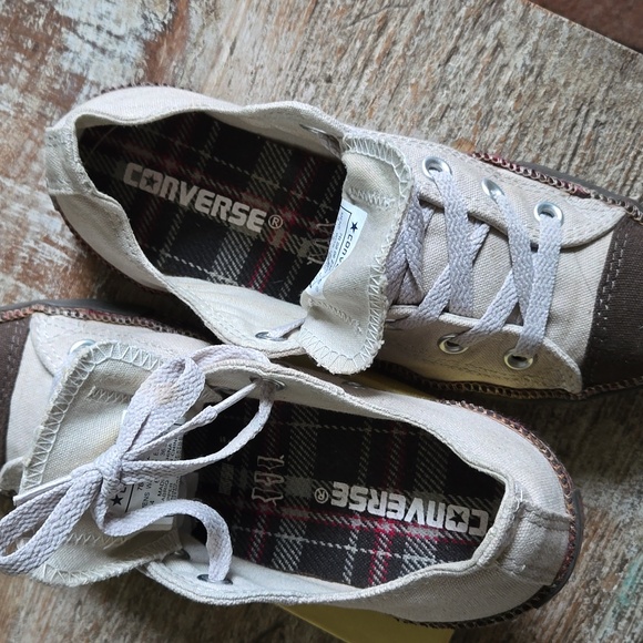 CONVERSE ALL STAR Beige Canvas with Tweed wrap. WMN 6 MENS 4 EUC UNISEX - Picture 12 of 12